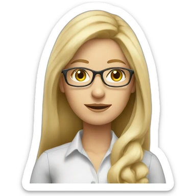 blonde long hair woman accountant with glasses sticker