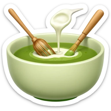 chasen whisk with bowl of matcha sticker
