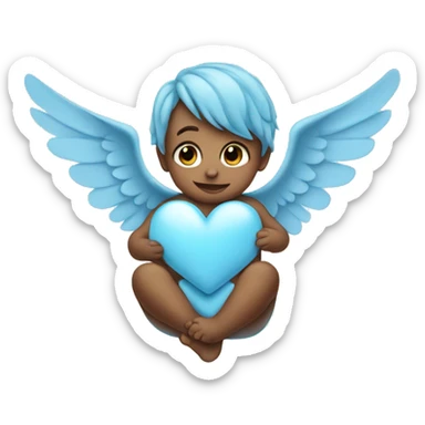 Baby blue heart with wings sticker