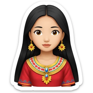 Asian girl with long black hair in Filipino dress sticker