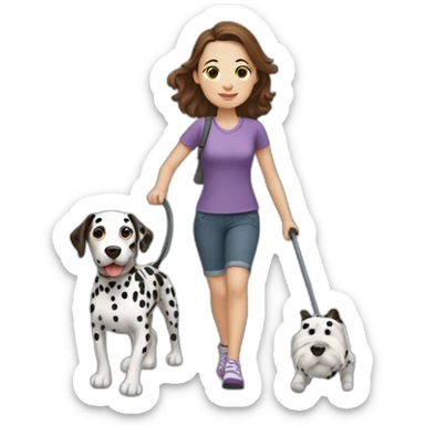 Woman with brown hair and dalmatian going for a Walk sticker