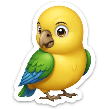 Pappagallo giallo e blu con il giallo sul petto le ali e la coda blu e la fronte poco poco verde sticker