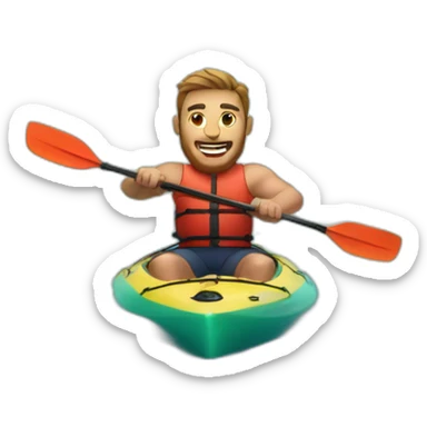 Strong man kayaking lake sticker