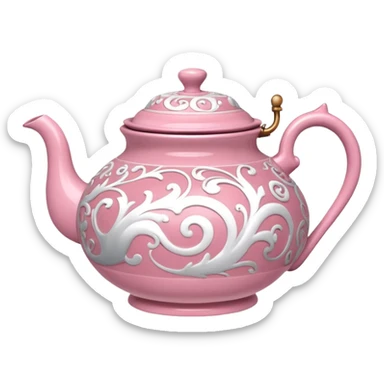 Pink steaming and boiling  tea pot with smoke sticker