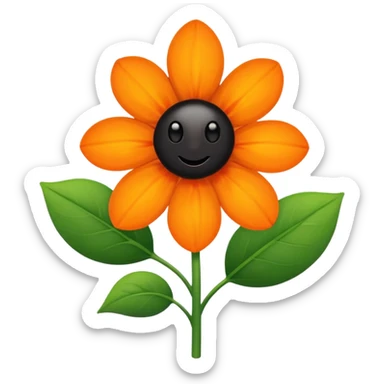Green stem, white bud with black cartoony face: ;p. And six heart shaped yellowish orange petals sticker