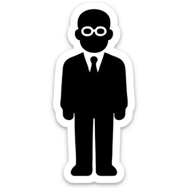 a dark-skinned man in a suit with glasses, full-length sticker