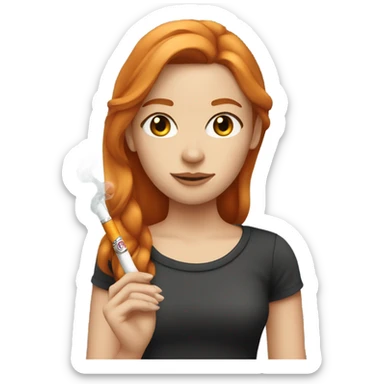 girl with straight ginger hair and brown eyes with electric cigarette sticker