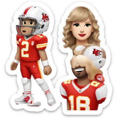 Taylor swift wearing a Kansas City chiefs jersey  sticker