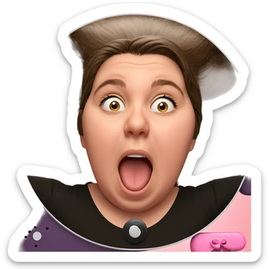 playful girl with phone sticker