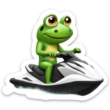 A frog smoking on a jet ski  sticker
