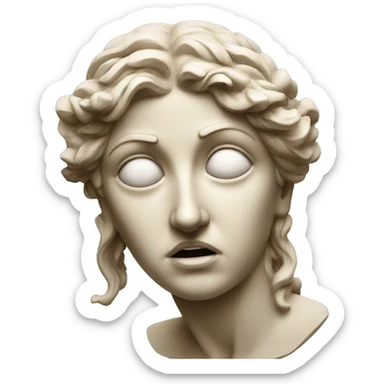 greek goddess sculpture crying sticker