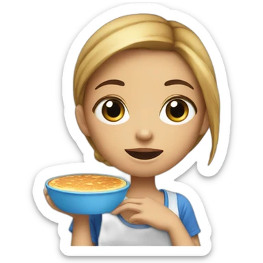 girl whit blue eye eat pancake sticker