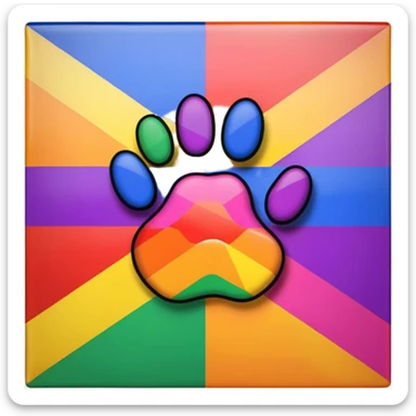 stylized gay bear pride flag with paw print, iconic design, no text sticker