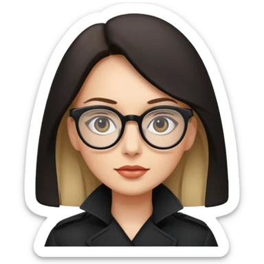 woman in black trenchcoat and glasses sticker