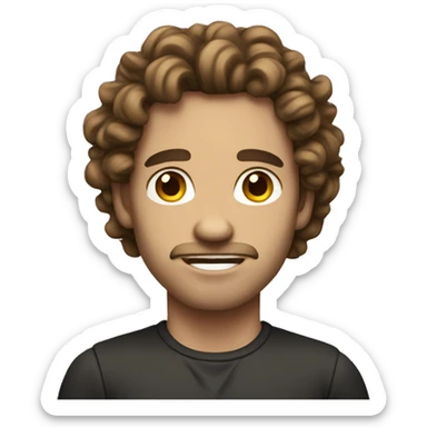 arrogant looking male with long curly brown hair sticker