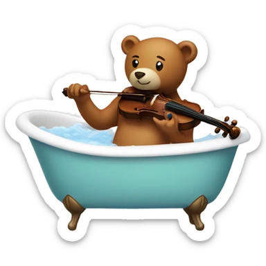 Man in a bath with a bear playing a violin sticker
