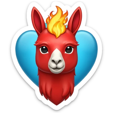 Hazme el corazón rojo y con fuego y que la llama sea azul verdoso sticker