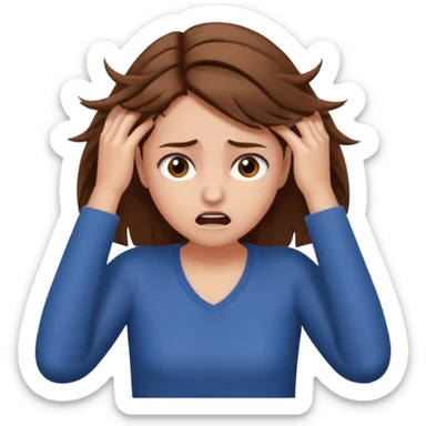 A girl pulling her hair sticker