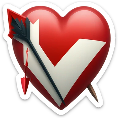 A bleeding red heart with an arrow diagonally sticker