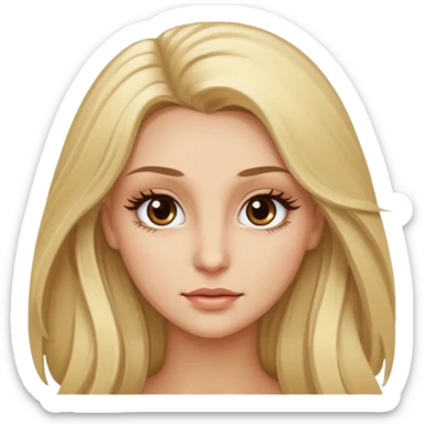 Blonde woman with long hair Light brown eyes, huge eyelashes and white skin sticker