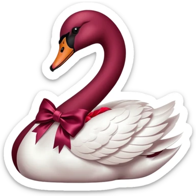 Maroon swan with bow sticker