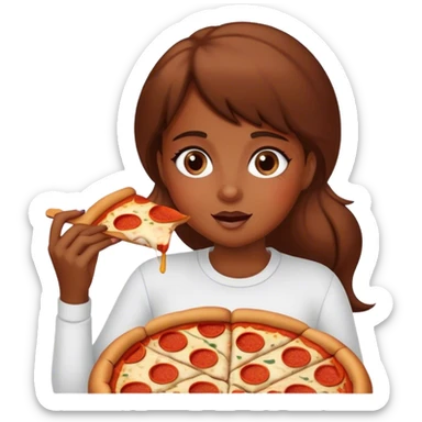 Muslim girl eating pizza sticker