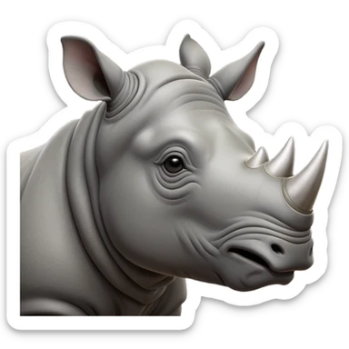 cinematic-noble-rhinoceros-portrait-emoji,-poised,-with-a-massive,-powerful-build-and-a-thick,-hide-of-slate-gray,-deep-set-soulful-piercing-eyes,-simplified-yet-sharp-and-sophisticated-features,-highly-detailed, with large black eyes, szoomed out showing houlders sticker
