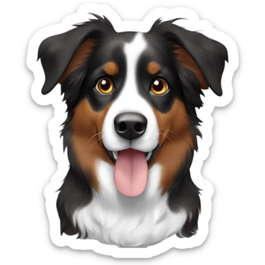 Brown black and white Australian Shepherd with floppy ears sticker