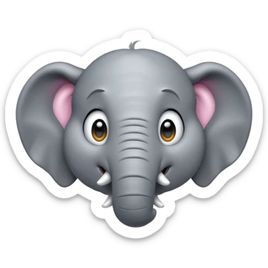 Cinematic Comical Elephant Portrait Emoji, Head tilted dramatically with an exaggeratedly amused expression, featuring a striking gray hide with whimsical wrinkles and wide, expressive eyes full of playful disbelief, Simplified yet hilariously expressive features, highly detailed, glowing with a slightly sassy glow, high shine, dramatic yet playful, stylized with an air of cheeky mischief, bright and endearing, soft glowing outline, capturing the essence of a spirited and over-the-top elephant, so meme-worthy it feels like it could trumpet its way into internet fame instantly! sticker