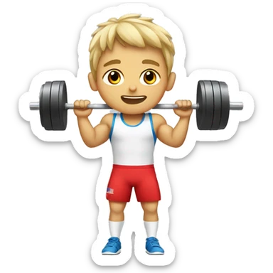 summer olympics boy weightlifting sticker
