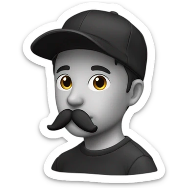Metisse brun casquette noir tshirt noir moustache sticker