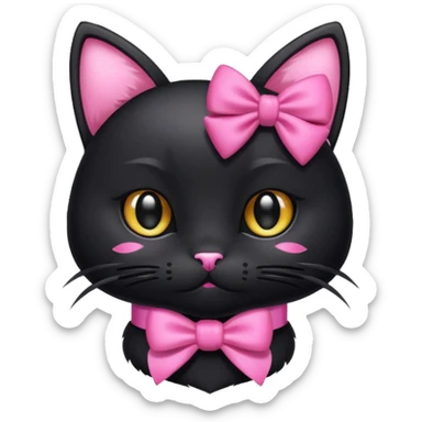 Black cat with pink bow sticker