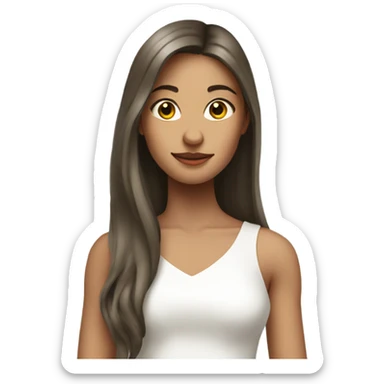 girl in white dress indoors, long hair sticker