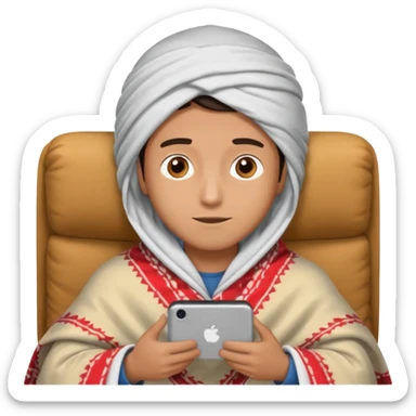 a guy wearing blanket on his head to watch a movie late night sticker