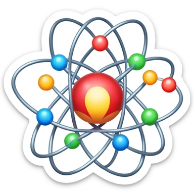 atom with colorful orbiting valence electrons in the outer shell sticker