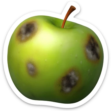 Rotten green apple sticker