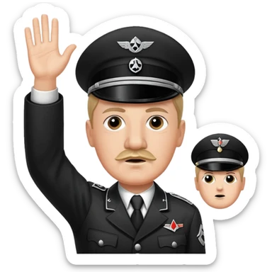 Hitler raising one hand straight out like a Sieg Hail salute in Black SS uniform. The arm must be straight out sticker