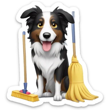 Border Collie as a cleaning lady sticker