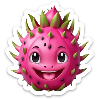 dragon fruit with happy cute face sticker