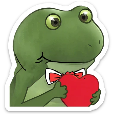 Bufo Holding a big red heart  sticker