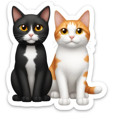 White and black cat with orange and white cat sticker