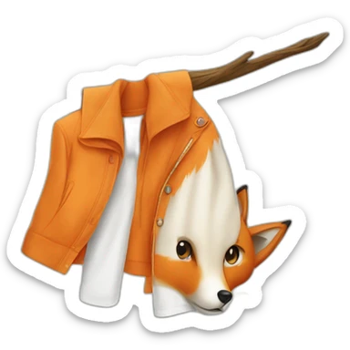A fox hanging clothes sticker