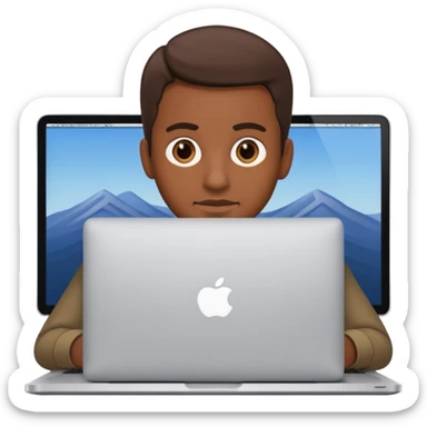 Brown guy behind macbook pro sticker