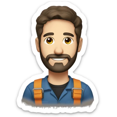 handyman 36 years old, 106 kg, brown hair, black beard, smile  sticker