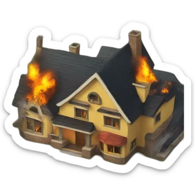 A house that goes on fire with a Shrek head on top of it sticker