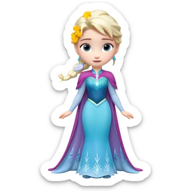 Isolated, breathtakingly vivid and intricately detailed digital illustration of the most incredibly adorable and cute small size Elsa (Frozen) figurine imaginable, toy style. 8000x8000px, smooth clean lines, 3D rendering sticker