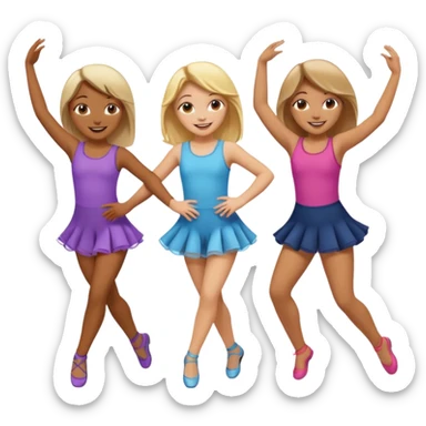 Emoji of 3 Girls dancing ONE with blonde hair, one tan skin with brown  hair ONLY ONE IS BLONDE sticker