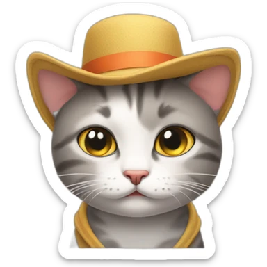 little cat with hat having a hard day sticker