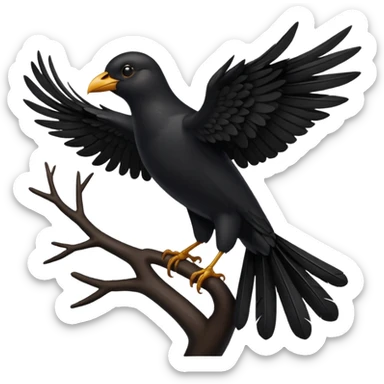 black bird with open wings sticker