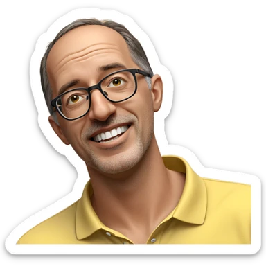 smiling boy in yellow shirt sticker